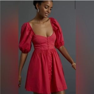 Anthropologie x Maeve - Puff-Sleeved Sweetheart Mini Dress - Small, new with tag